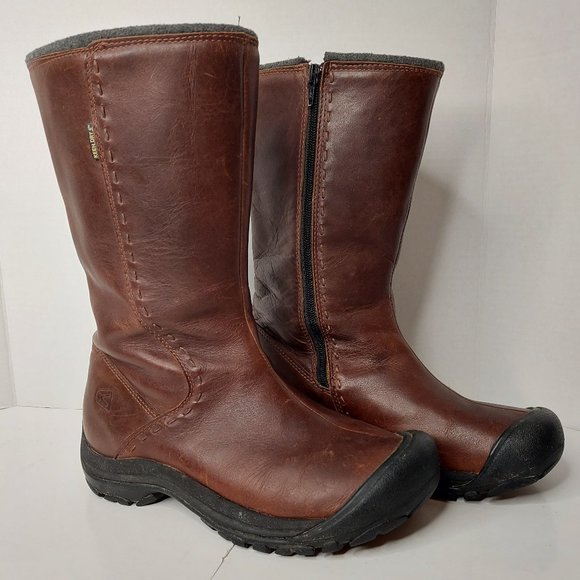 KEEN Dry Tall Women's Boots Brown Leather Zip Size